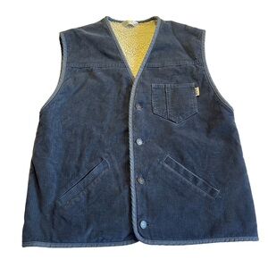Marks & Spencer Corduroy Sherpa Lined Vest Kids 11–12 Blue Button Front